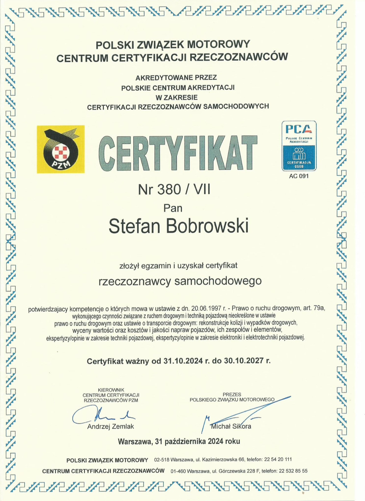 Certyfikat 18